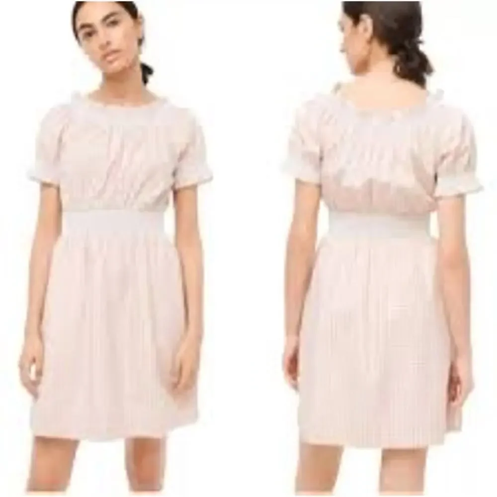 J. Crew Smocked‎ Puff-Sleeve Cotton Poplin Gingham Dress Size Medium